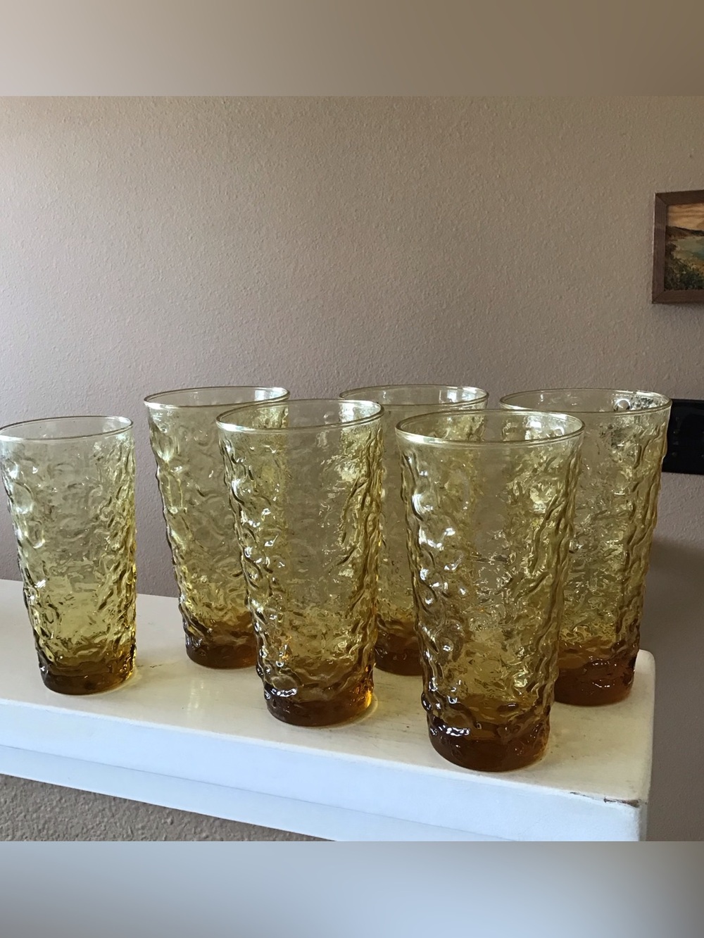 Vintage Anchor Hocking Milano Amber Glass Tumblers (6)